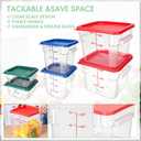 Lallisa 6 Pcs Food Storage Containers with Lids, Clear Square Food Containers with Handles Polycarbonate Restaurant Container Commercial Cereal Storage Set for Kitchen, 2, 4 and 6 Qt(Blue, Red, Green)