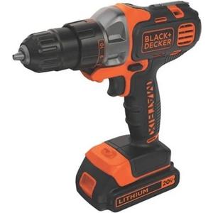 BLACK+DECKER 20V MAX Cordless Drill and Driver, 3/ 8 Inch, With LED Work Light, Battery and Charger Included (LDX120C)