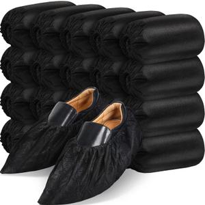 200 Pack Disposable Shoe Covers Black Disposable Boot and Shoe Booties Covers Waterproof Slip Resistant Booties Coverings(Extra Large)