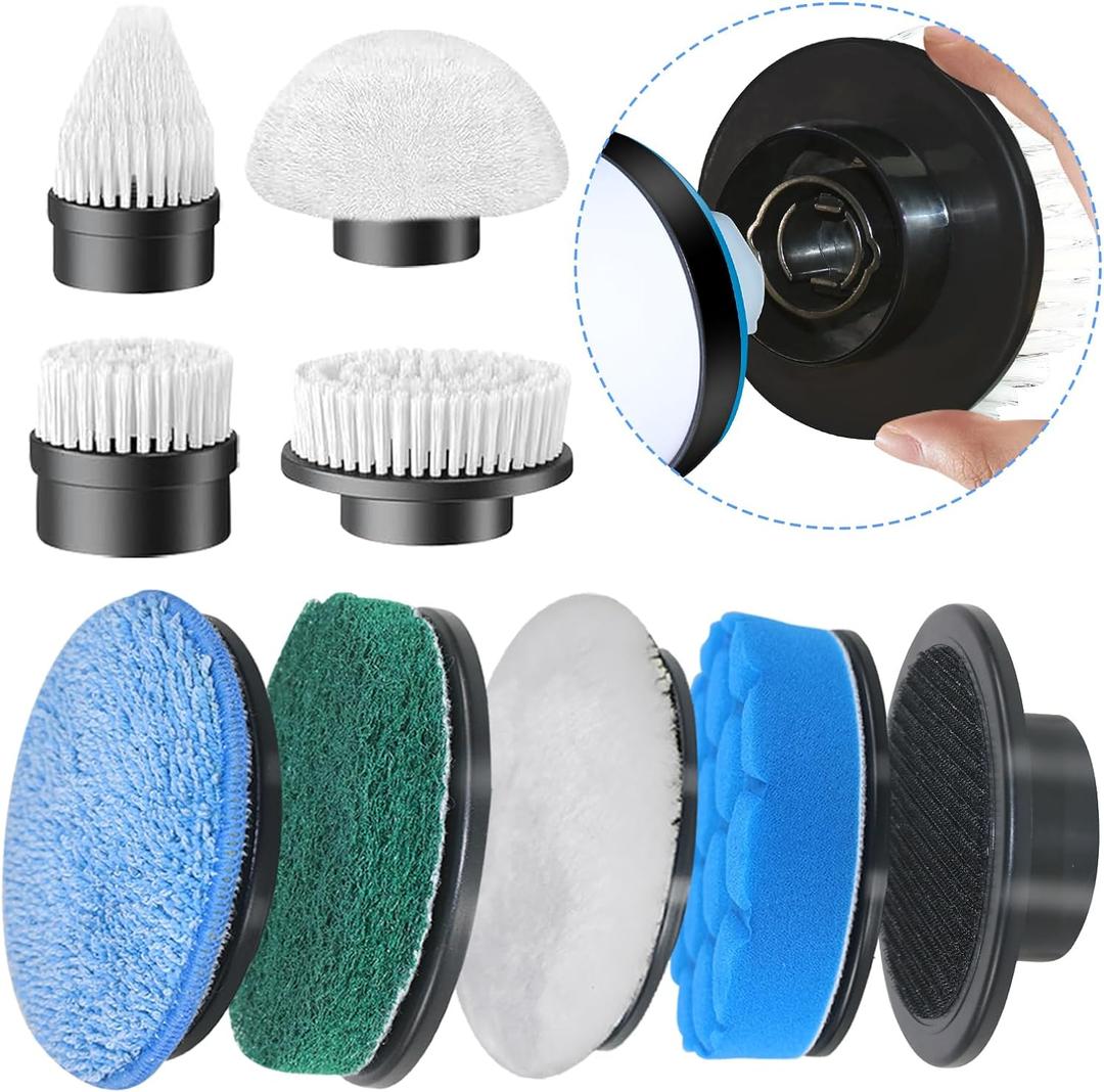 Replaceable Brush Heads Set, 9 Pack Brush Heads for Electric Spin Scrubber, Cordless Spin Scrubber Brush for Most Brands of ANS-8051A&ANS-8050 Electric Cleaning Brush, for Bathroom, Kitchen
