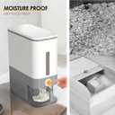 Proarea Rice Dispenser 25 Lbs, Airtight Grain Rice Storage Container with Measuring Cup, One-Touch Dry Food Dispenser for Kitchen Pantry, Clear Scale Window, Grey, XX-Large Holds 25 lbs