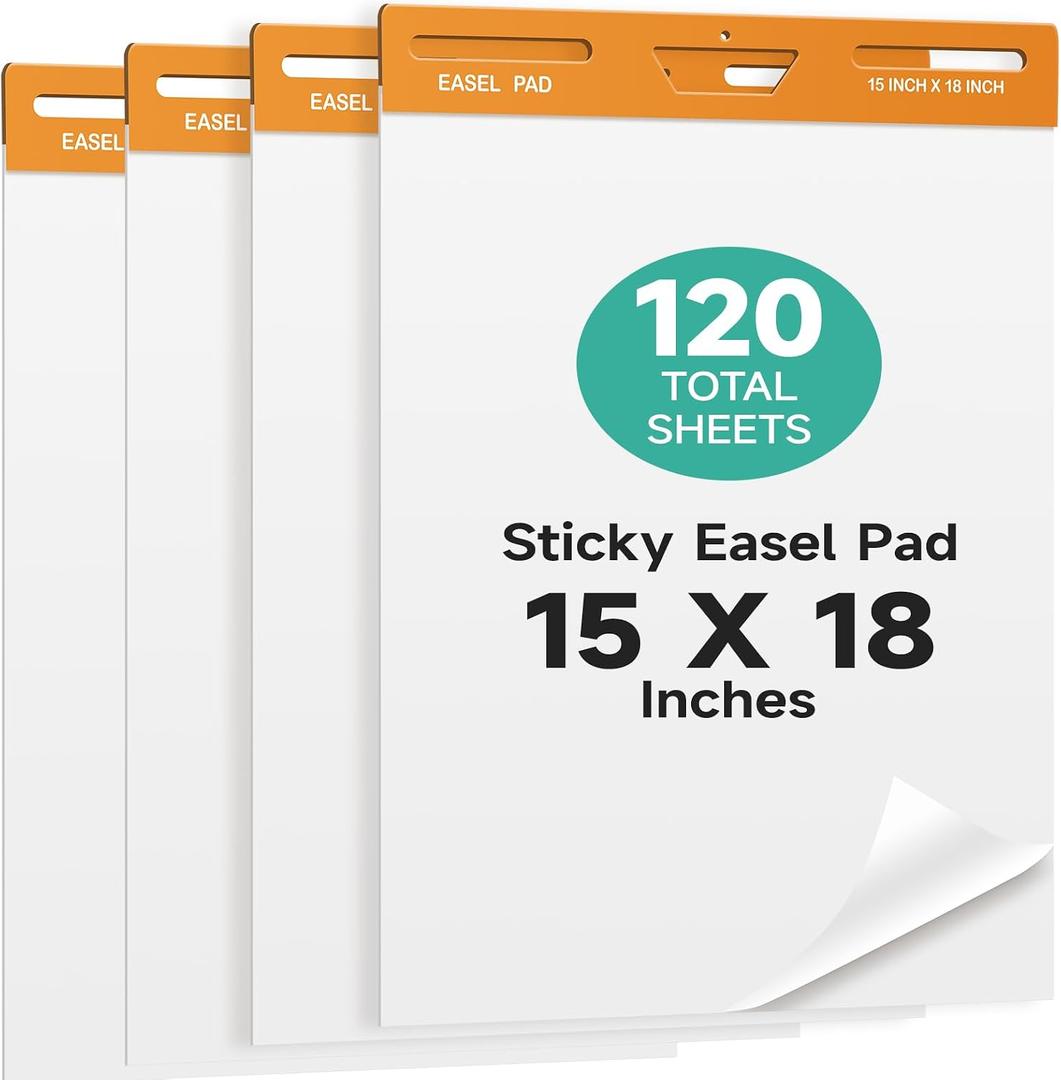 30 Sheets/Pad 15 x 18 Inches Large Self Stick Flip Chart Paper, 3 Pads/Pack