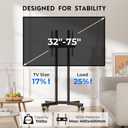 BONTEC Rolling TV Stand for 32-75 Inch TVs, Height Adjustable Mobile TV Cart on Wheels, Heavy Duty TV Stand Supports Up to 110lbs, Stable Dual-Column Design, Cable Management, Indoor, Outdoor
