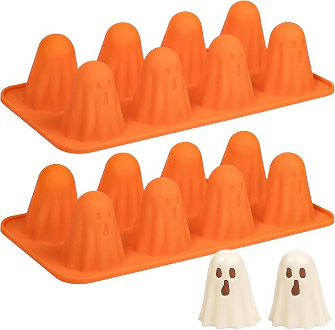 2pcs 3D Ghost Silicone Mold Halloween Baking Molds for Chocolate Jello Candy Gummy Cake Pop Soap Food Ice, Cute Ghost Jello Shot Mold Halloween Chocolate Molds Silicone Shapes Halloween Bakeware