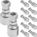 12 Pack 3/8" Hose x 3/8" JIC 37 Hydraulic Fittings, Female Swivel Crimp Coupling with Zinc/Chrome Plating, for Hydraulic Systems Construction Agricultural Equipment