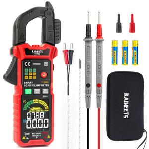 KAIWEETS Smart Digital Clamp Meter with D-Shaped Jaws, Clamp Multimeter with Inrush Current Function, Auto-ranging Amp Meter Built-in HD Color Screen, Measures AC/DC Current Voltage Temperature NCV (KC602)