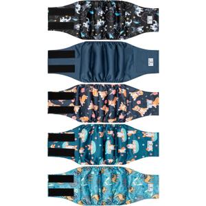 5 Pack Dog Diapers Male,Reusable Leakproof Pet Soft Dog Belly Band Wraps,High Absorbency Male Dog Diaper,Wider Washable Belly Band for Doggy Incontinence and Puppy Training, Size M