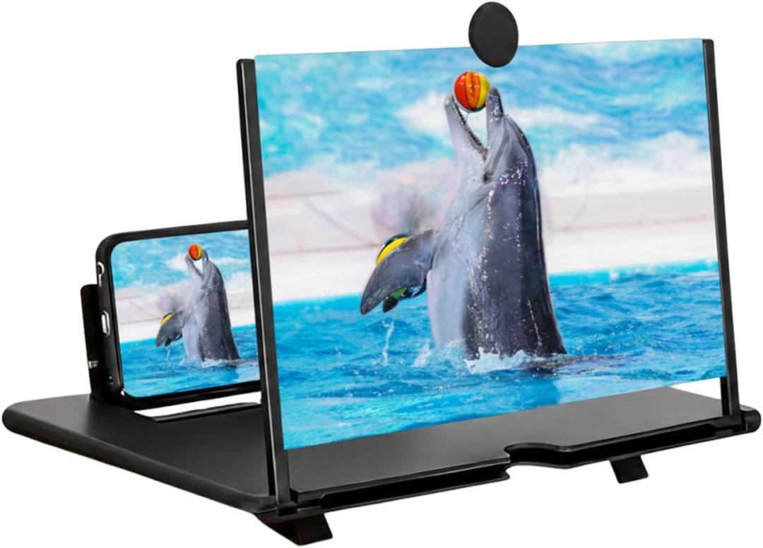Screen Magnifier for Cell Phone, 10" Phone Screen Magnifier, Foldable Phone Stand with Screen Amplifier for Movies, Gaming & Live Streaming, Supports All Smartphones