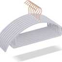 OIKA Hangers - 50 Pack Rose Gold Hooks, Non Slip Space Saving Plastic Suit Hangers, Heavy Duty, Rounded, for Sweaters, Coats, Jackets, Pants, Shirts, Dresses - Grey (grey-17.7inch, Gray)