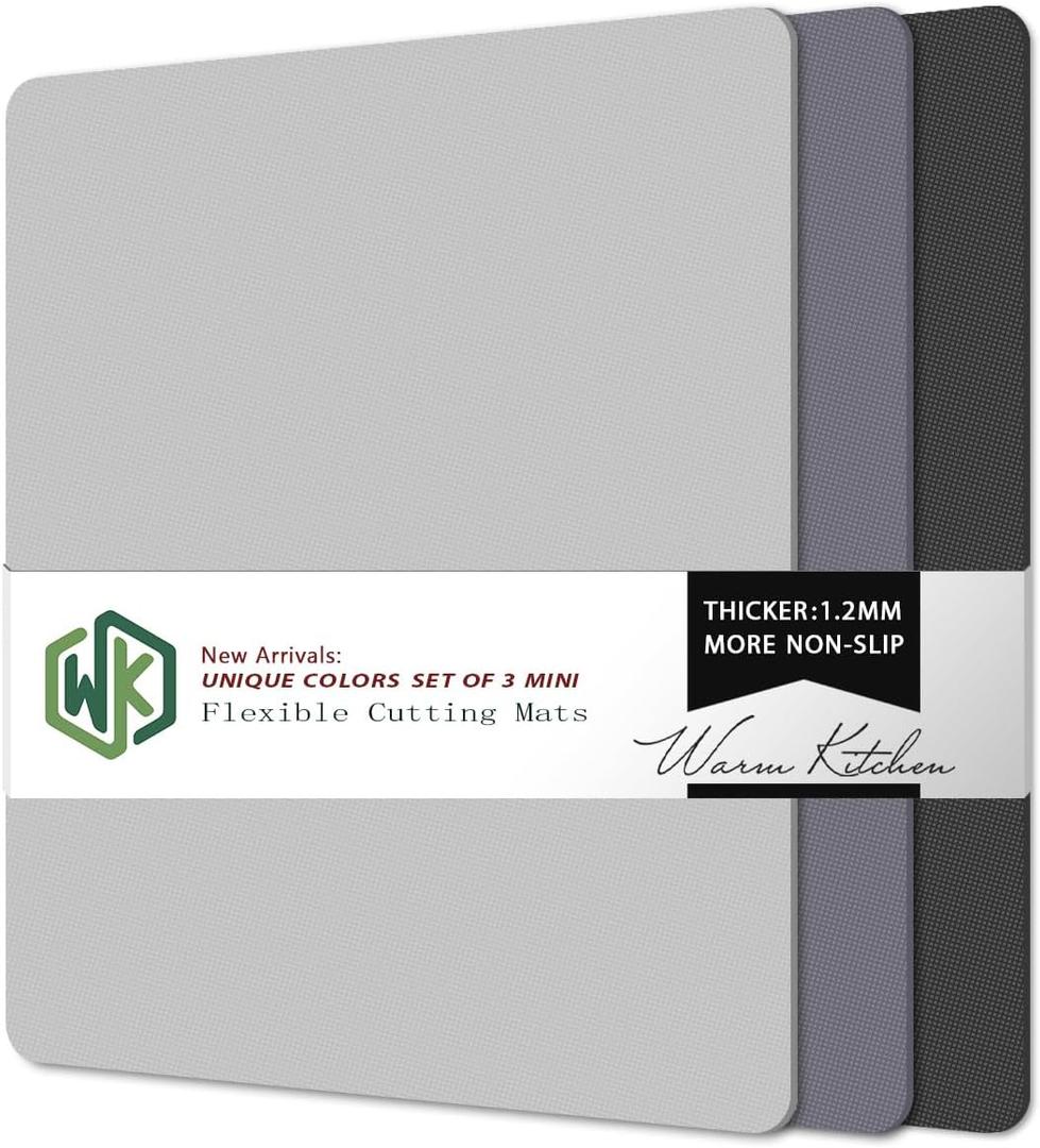 WK Small Flexible Plastic Cutting Boards for Kitchen Set of 3, Non Slip Cutting Mats for Meat, Mini Cutting Board Mats, BPA Free, Dishwasher Safe, 7.3x11.5."