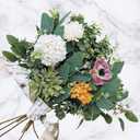 Winlyn 20 Pcs Mixed Artificial Oval Eucalyptus Leaves Bulk with White Seeds Stems and Spray for Vase Floral Wreath Bouquets Wedding Greenery Decoration