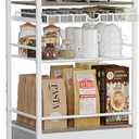 Coffee Bar Cabinet with Storage5 Tier Coffee Station Table on Wheels, 33.6" H Cart with Drawer for Home Kitchen, Liquor Buffet Sideboard Cabinet (Modern White)