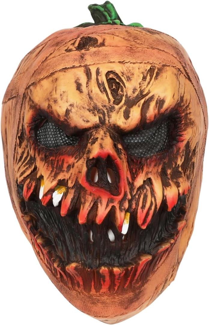 Scary Halloween Pumpkin Mask Novelty Pumpkin Head Monster Mask Full Head Latex Headgear for Halloween Cosplay Props