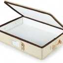 Platter Storage Containers - Hard Shell Protection for Fine China, Sturdy Dish Organizer with Dividers for Seasonal Storage, Moving & More - Protects up to 4 Platters - Beige Quilted