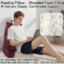 Reading Pillow for Bed with Arms, Back Support, Memory FoamPlum, Large | Reading Pillow for Bed with High Arm Rests, Back Support Pillow for Sitting Up, Shredded Memory Foam for Reading, TV & Gaming, Large-For heights over5'3"-Weight6.83 lbs