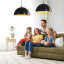 Black-Farmhouse Pendant-Light Hanging-Lamp Fixtures - 20 inch Kitchen Island Pendant Lights Industrial Dome Ceiling Lighting Dining Room Large Vintage Light for Indoor Black and Gold
