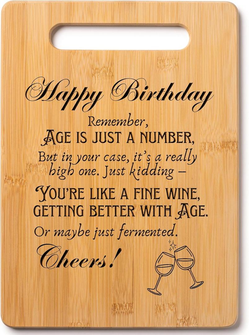Gift for Birthday - Happy Birthday! Remember, Age Is Just a Number, but in Your Case It's a Really High One. Decorative Bamboo Cutting Board with Handle, 12" x 8"