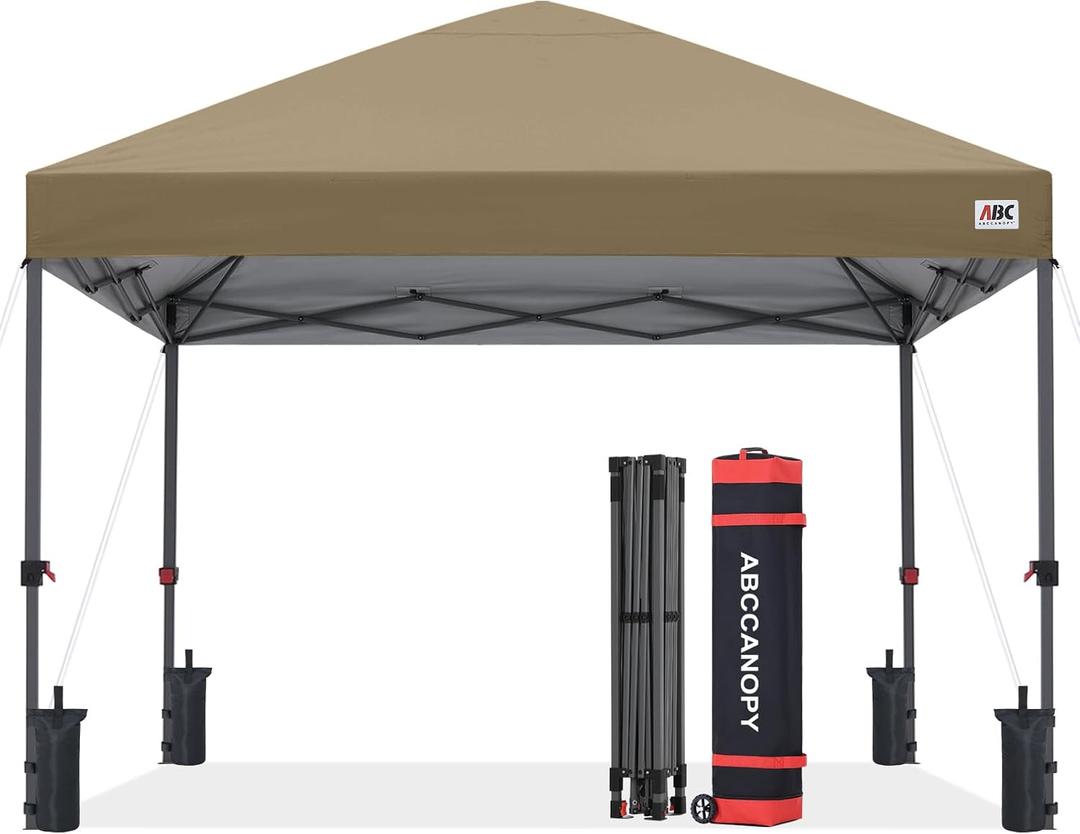 ABCCANOPY 10x10 Pop Up Canopy, Heavy Duty Weather Protection, Light Brown