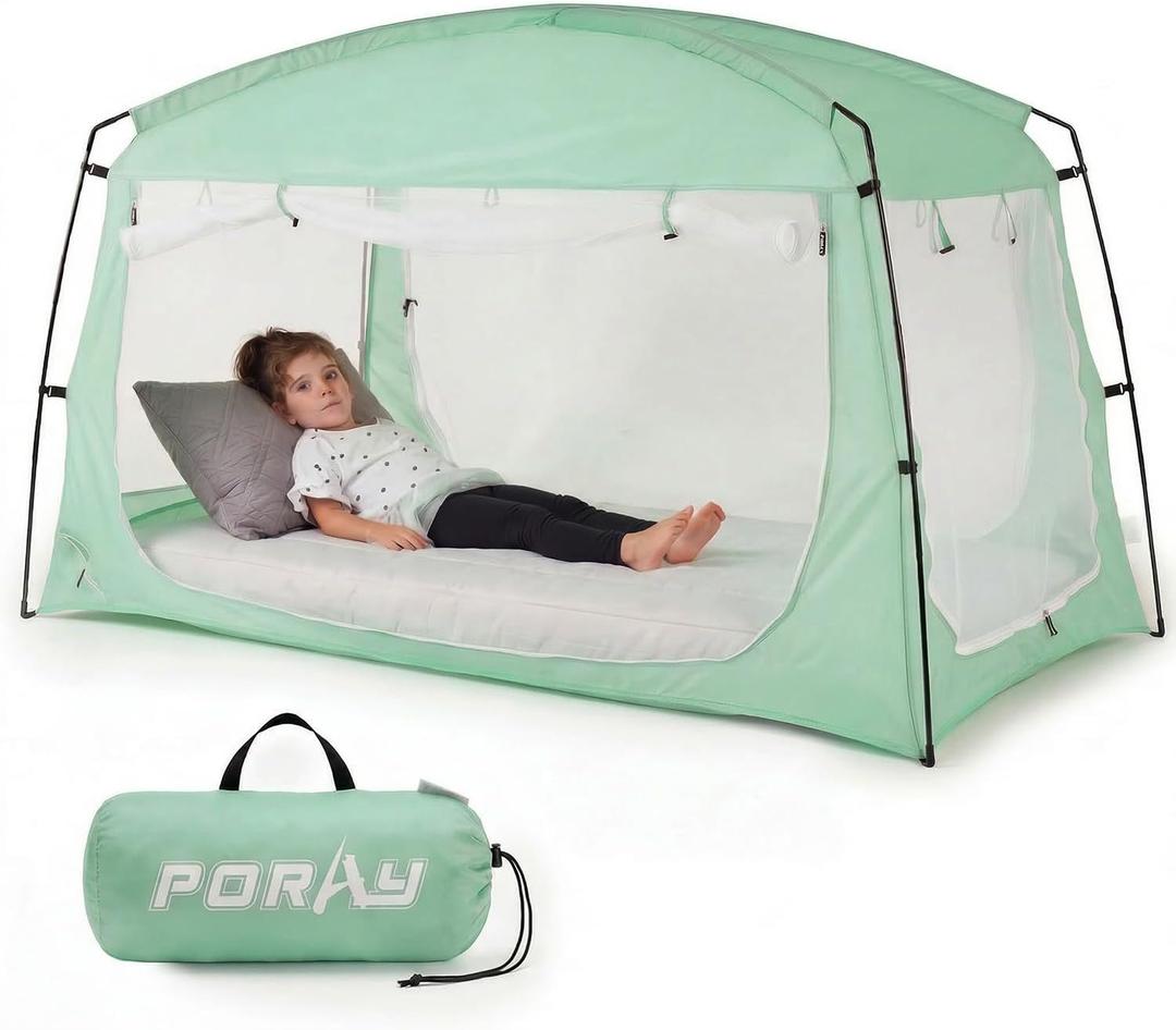 Porayhut Bed Tent for Twin Bed, Mosquito Net Bed Canopy, Portable Mosquito Mesh Tent for Kids & Adults, Breathable Mesh Net for Better Sleep, Indoor & Outdoor Travel Use (Teal, Twin)