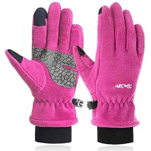 Arcweg Kids Winter Gloves Fleece Gloves Thermal Warm Toddler Mittens for Kids Children for Cold Weather Snow Sport Running Riding School Girls 7-8 Years