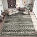 Miukiki 9x12 Area Rug for Living Room Moroccan Washable Rugs Non Slip Indoor Floor Carpet Foldable Large Soft Area Rug for Dining Room Bedroom with Low Pile(Black,9'x12')