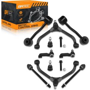 10pc Front Upper Control Arms Kit Compatible with Jeep Liberty 2.4L & 3.7L 2002 2003 2004 w/Ball Joints - Lower Ball Joints - Inner Outer Tie Rod - Sway Bar Links