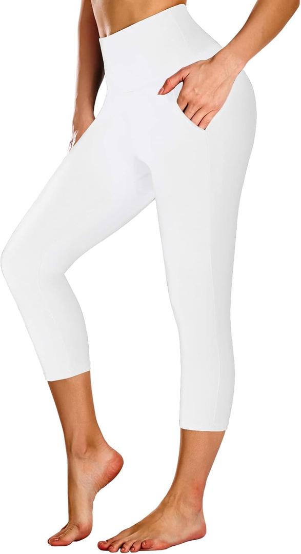NEW YOUNG Capri Leggings with Pockets for Women High Waisted Leggings Yoga Pants S