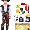 Halloween Costumes for Kids Pirate Costume with Accessories for Boys Role Play Dress Up Themed Party, Size 110