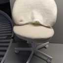 GTPLAYER Velvet Tall Office Chair with Wheels Vanity Chairs with Back, Versatile Height Use: Office to Bar Stools Small Ergonomic Comfy Armlees Computer Desk Chair with Bow Lumbar Pillow for Gift (Tv-white)