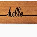 Kempf Cursive Hello Coco Coir Doormat, 18" x 47", Heavy-Duty Indoor Outdoor Entrance Mat with Non-Slip Backing (1'6" x 3'11" (Rectangular))