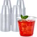 Turbo Bee 50 Pack 9 oz Clear Plastic Cups, Drinking Cups Disposable, Punch Plastic Party Cup for Wine, Juice, Iced Coffee and Cold Beverage