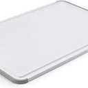 KitchenAid Classic Plastic Cutting Board with Perimeter Trench and Non Slip Edges, Dishwasher Safe, 12 inch x 18 inch, White and Gray