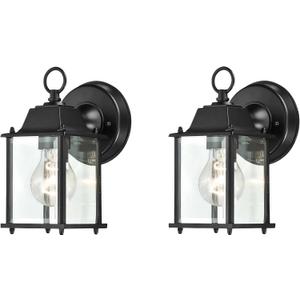 WISBEAM 2 Packs Outdoor Wall Lantern, Black Exterior Waterproof Wall Sconce for House, Aluminum Housing Plus Glass, Wet Location Rated, ETL Qualified, Bulbs Not Included