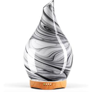 Porseme 280ml Essential Oil Diffuser Glass Color Changing Aroma Air Diffusers Aromatherapy Ultrasonic Cool Mist Humidifier 7 Running Hours Waterless Auto-Off for Sleeping, Yoga, Office, Spa (Ink) (G9-280ml Ink Aladdin Vase)