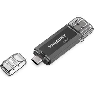 Vansuny 128GB Type C Flash Drive 2 in 1 OTG USB 3.0 + USB C Memory Stick with Keychain Dual Thumb Photo Stick Jump Drive for Android Smartphone, Computers, MacBook, Tablets, PC