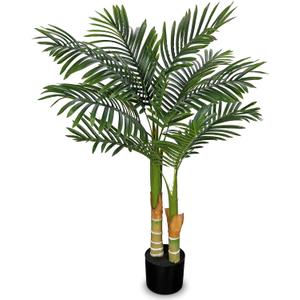 Artificial Palm Tree Indoor Dcor Lifelike Faux Palm Plant in Pot, Adjustable Leaves, Realistic Tropical Floor Plant for Living Room, Office & Home 3FT