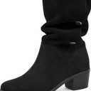 starmerx Womens Suede Mid Calf Boots 3 Way Fold Over Style Chunky Block Heel Booties Fall Winter 10