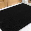 OLANLY Dog Door Mat for Muddy Paws 30x20, Absorbs Moisture and Dirt, Absorbent Non-Slip Washable Doormat, Quick Dry Chenille Mud Mat for Dogs, Entry Indoor Entryway Carpet for Inside Floor, Black