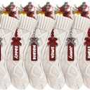 6Pack Personalized Christmas Stockings with Wooden Name Tags, 18 inches Xmas Cable Knitted Stocking for Holiday, Hanging Decoration Gifts for Family Party(White)