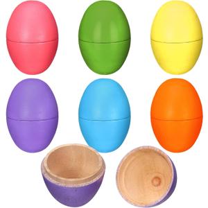 CroBlissful 6 Pcs Wooden Easter Eggs 2.76 Inch Fillable Fake Easter Eggs Bulk Reusable DIY Empty Wooden for Crafts Hunt Basket Stuffers Fillers Party Favor Decorations (Multicolor)