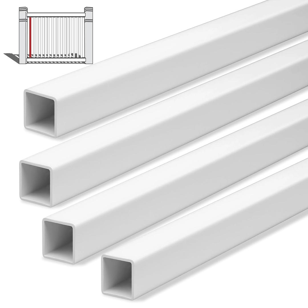 Yaocom 4 Pack Railing Spindles White Vinyl Deck Railings Colonial Style Deck Balusters for European Home Decorative Outdoor Stair Porch Fencing Railings (1-3/8" Sq X 32",Vinyl Railing)