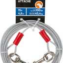 Petmate Heavy Duty Vinyl Tie Out Cable - Clear Break Strength 100 Lbs -15 Ft Cable, Silver