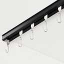FELIDESIGN Curtain Track, Ceiling Curtain Track for Room Divider, Ceiling Mount Rail Set with Roller Hooks, Black, 9ft - 12ft