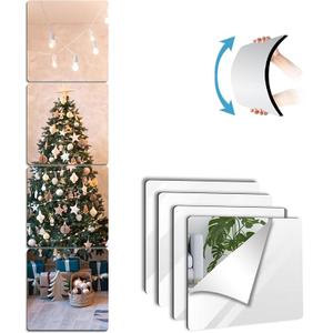 Unbreakable Wall Mirror Full Length,Over the Door Mirror for Bedroom,4Pcs 10inchx10inch Acrylic Mirror Kids,Shatterproof Plexiglass Long Mirrors,Children Non Glass Stick on Mirrors Tiles self adhesive