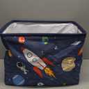 Clastyle Rocket Astronaut Shelf Basket for Boys Cosmic Planet Universe Blue Storage Bin Rectangle Clothes Books Toy Storage Cube, 36L