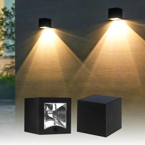 Solar Wall Lights Outdoor Waterproof Solar Fence Light LED Downlights with Warm White & RGB Modes for House Numbers, Address, Mailbox, Deck 2 Pack