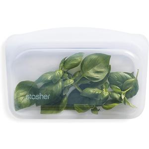 Stasher Premium Silicone Reusable Food Storage Snack Bag, Clear, Microwave, Sous Vide, Dishwasher, Oven and Freezer Safe, BPA Free, Leak-free, Eco-friendly, 12 Oz