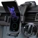 Wireless Car Charger, ZEEHOO DUOXX Dual Coils 15W Fast Charging Auto-Clamping Car Mount, Dash& Vent Wireless Car Phone Charger Holder for iPhone 15 14 13 12, Samsung Z Flip 4 3, S23+, etc