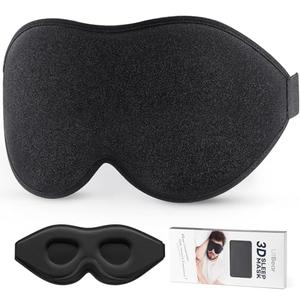 Sleep Mask for Side Sleeper Women Men, Eye Mask for Sleeping Light Blocking, 3D Contoured Cup Sleeping Mask, Soft Breathable Sleep Eye Mask with Adjustable Elastic Strap for Travel