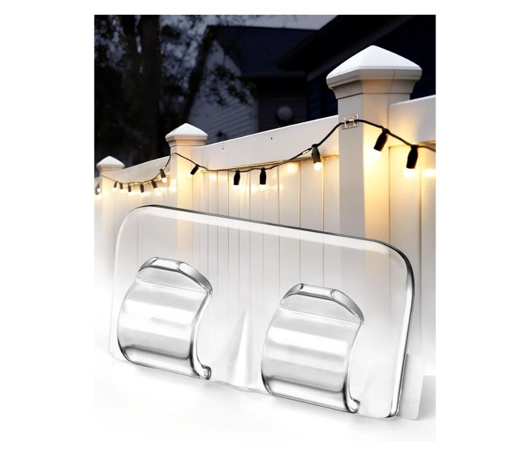 Hooks for Outdoor String Lights Clips: 26Pcs Heavy Duty Light Hook with Waterproof Adhesive Strips - Outside Clear Cord Holders for Hanging Christmas Lighting - Outdoors Sticky Clip